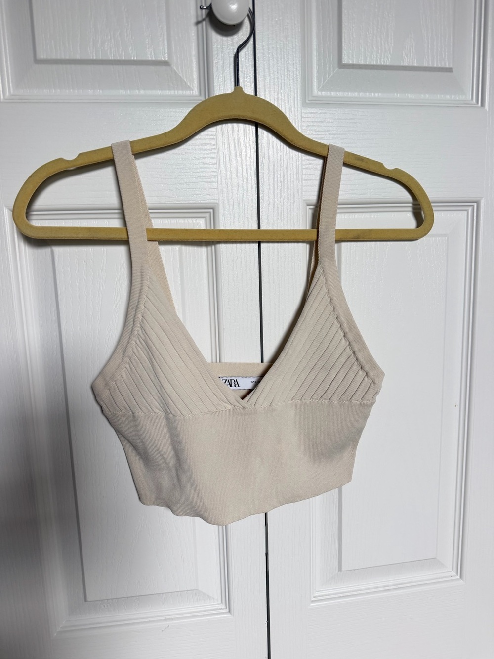 Zara Strappy Knit Crop Top Beige Size M